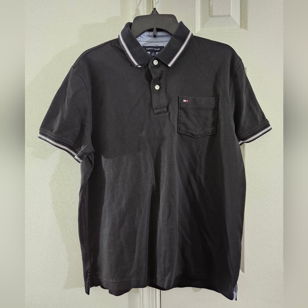 Tommy Hilfiger Men’s Polo – Black with Pocket L